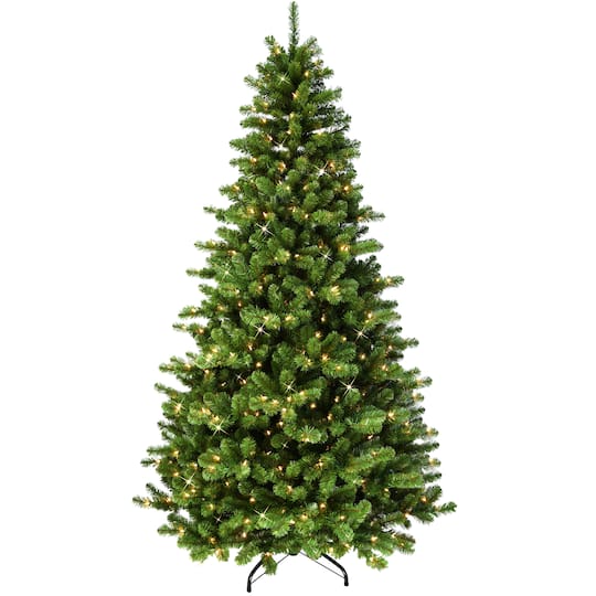 7.5Ft Pre-Lit Vermont Spruce Artificial Christmas Tree, Clear Lights By Puleo International in Green | 7.5 ft | Michaels®